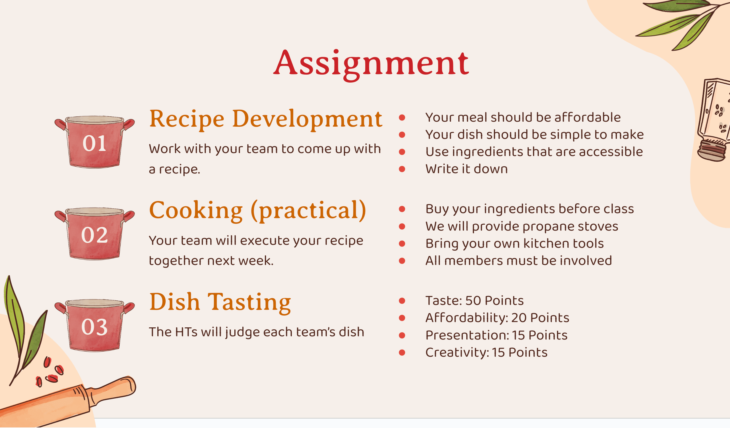 Cooking Competition Rules